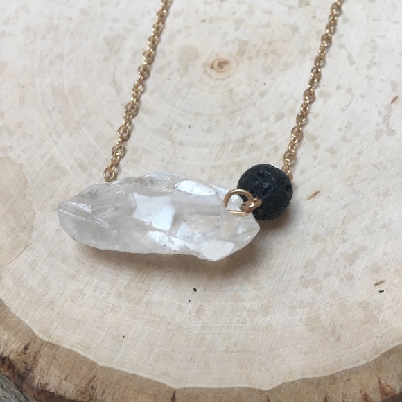 Jewelry - Clear Quartz Crystal & Lava Bead Diffuser Necklace Jewelry - Clear Quartz Crystal & Lava Bead Diffuser Necklace